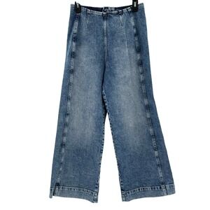 Anthropologie PILCRO Kick Mid Rise Wide Leg Crop Jeans Size 27 Back Zip